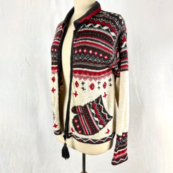 Vintage 1996 SML Sport Sweater S/M Jacket w Mitten Pockets Front Zipper Cardigan - Picture 14 of 15